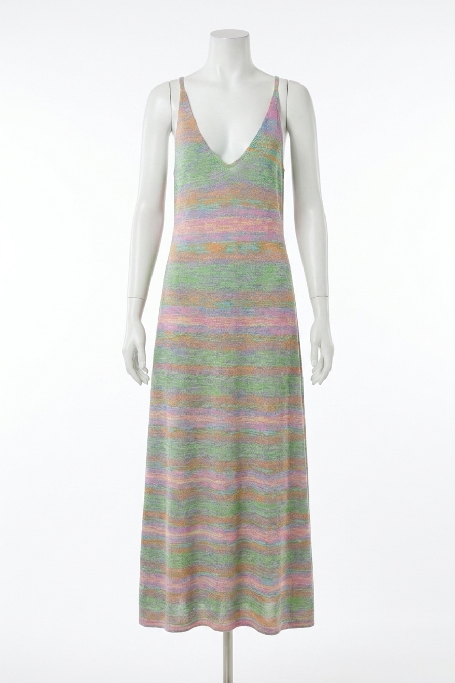 NEW MOLLY BRACKEN puerto vallarta long stripe knit dress in multicolour